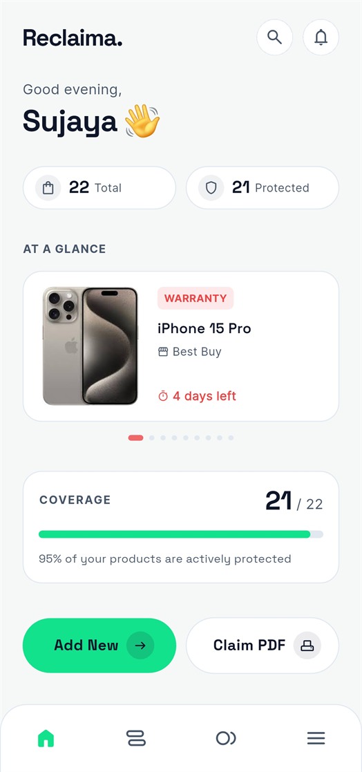 Reclaima dashboard